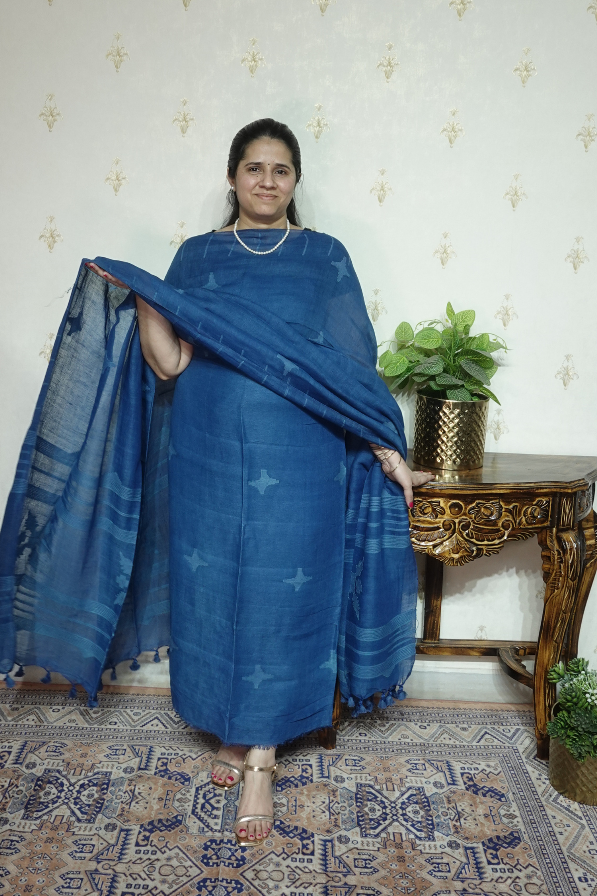 Jayshree Linen jamdani with Thread weaving  Dupatta -2pc