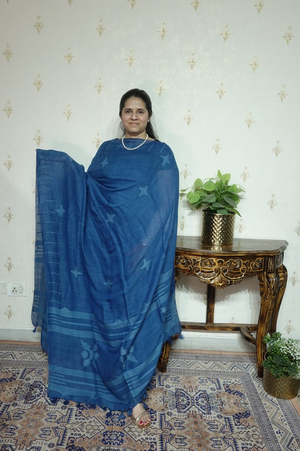 Jayshree Linen jamdani with Thread weaving  Dupatta -2pc