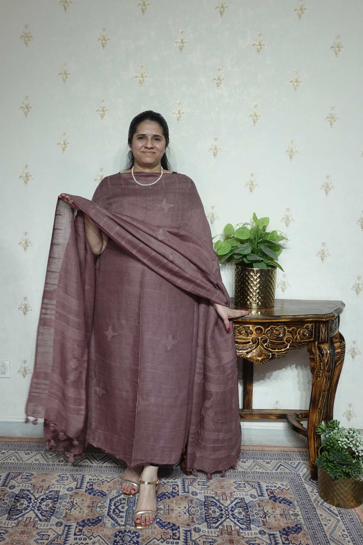 Jayshree Linen jamdani with Thread weaving  Dupatta -2pc