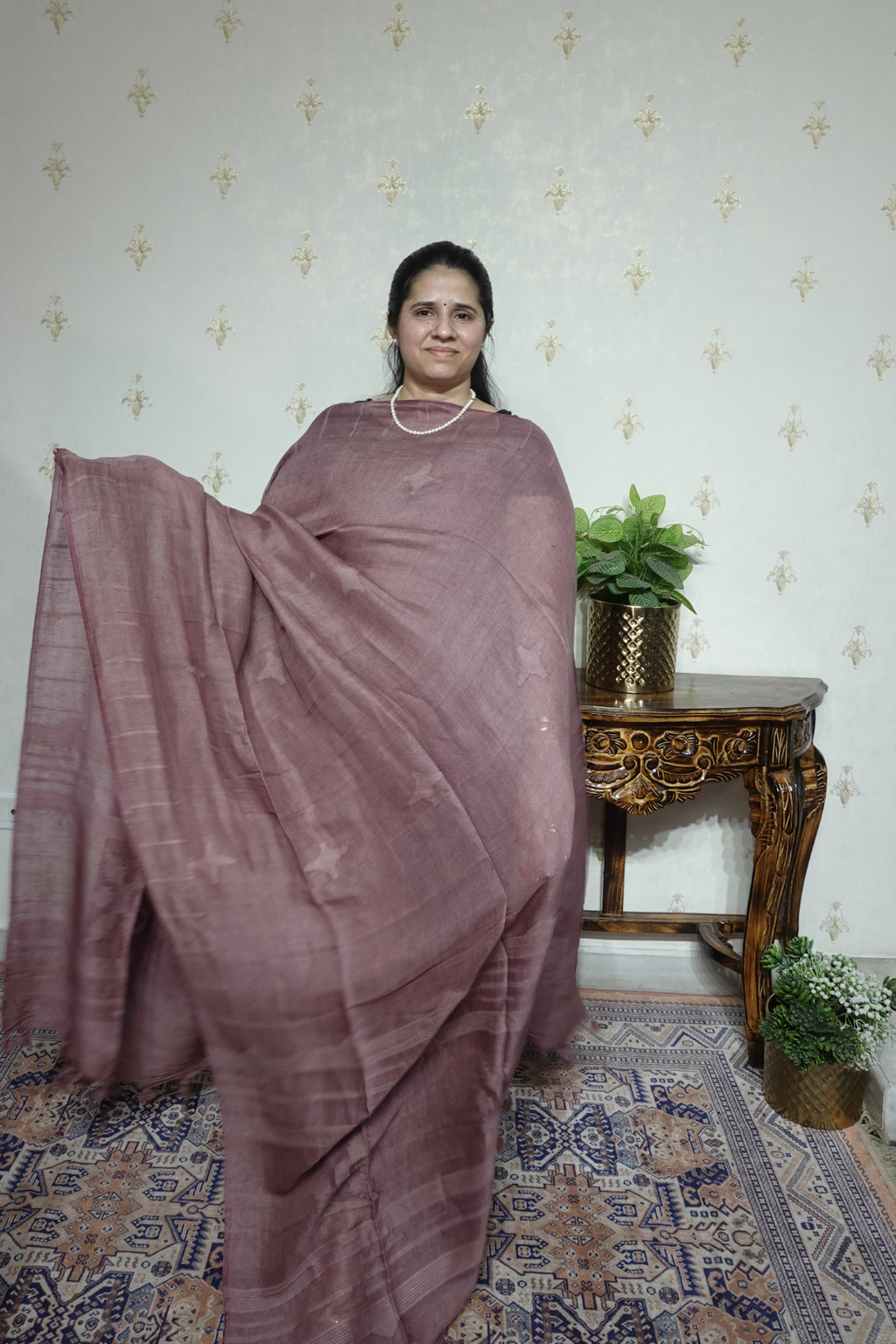 Jayshree Linen jamdani with Thread weaving  Dupatta -2pc