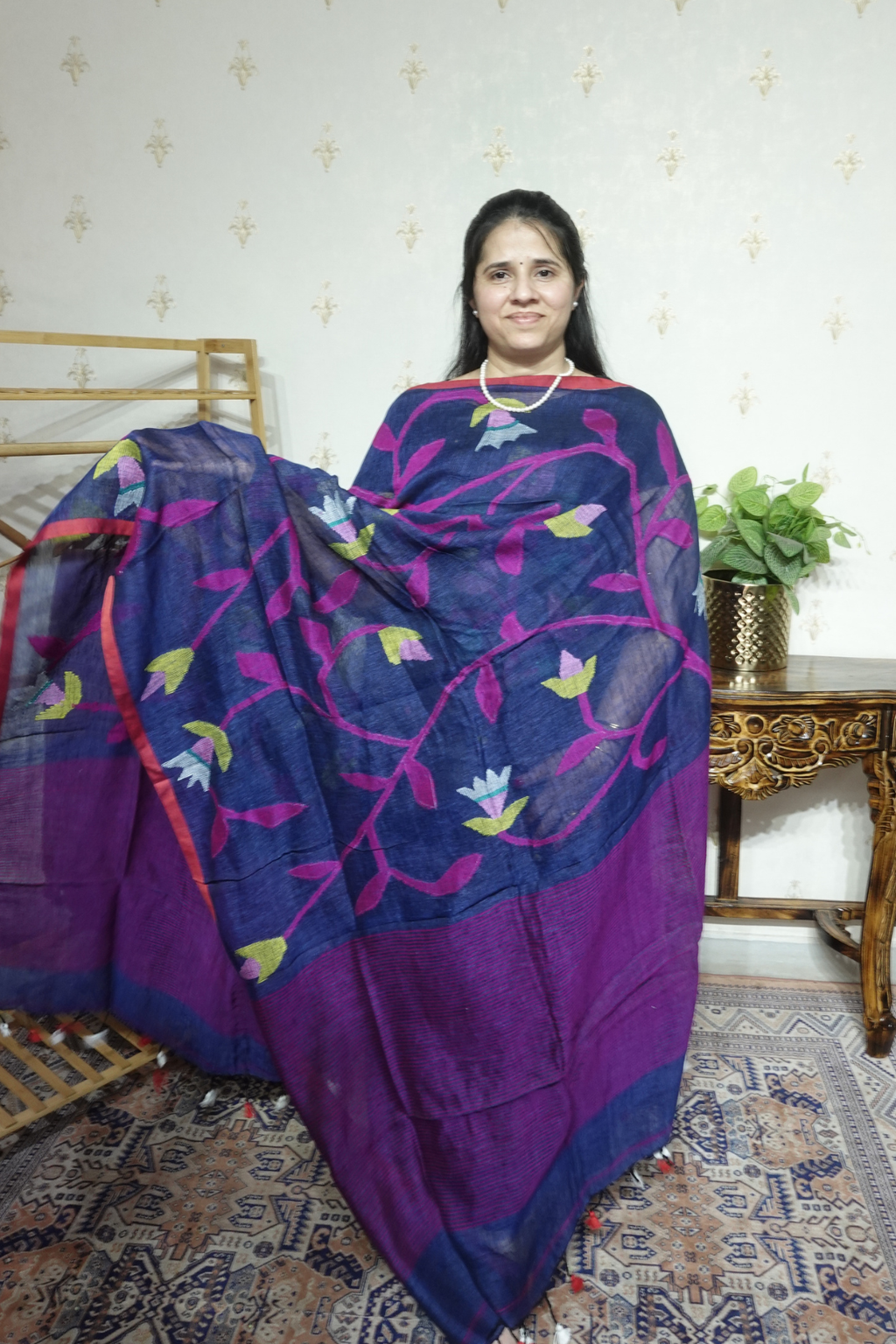 Jayshree Linen jamdani with Full Jaal Dupatta -2pc