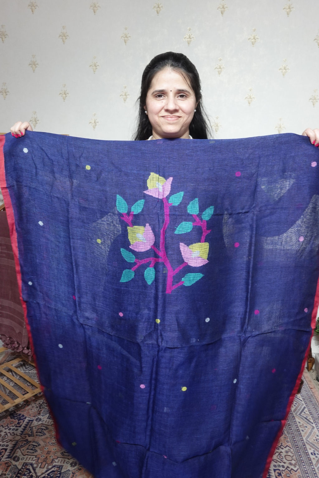Jayshree Linen jamdani with Full Jaal Dupatta -2pc