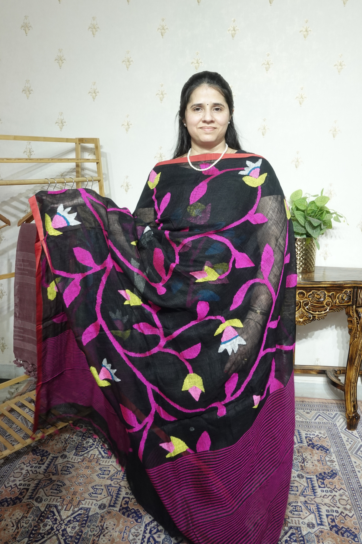 Jayshree Linen jamdani with Full Jaal Dupatta -2pc