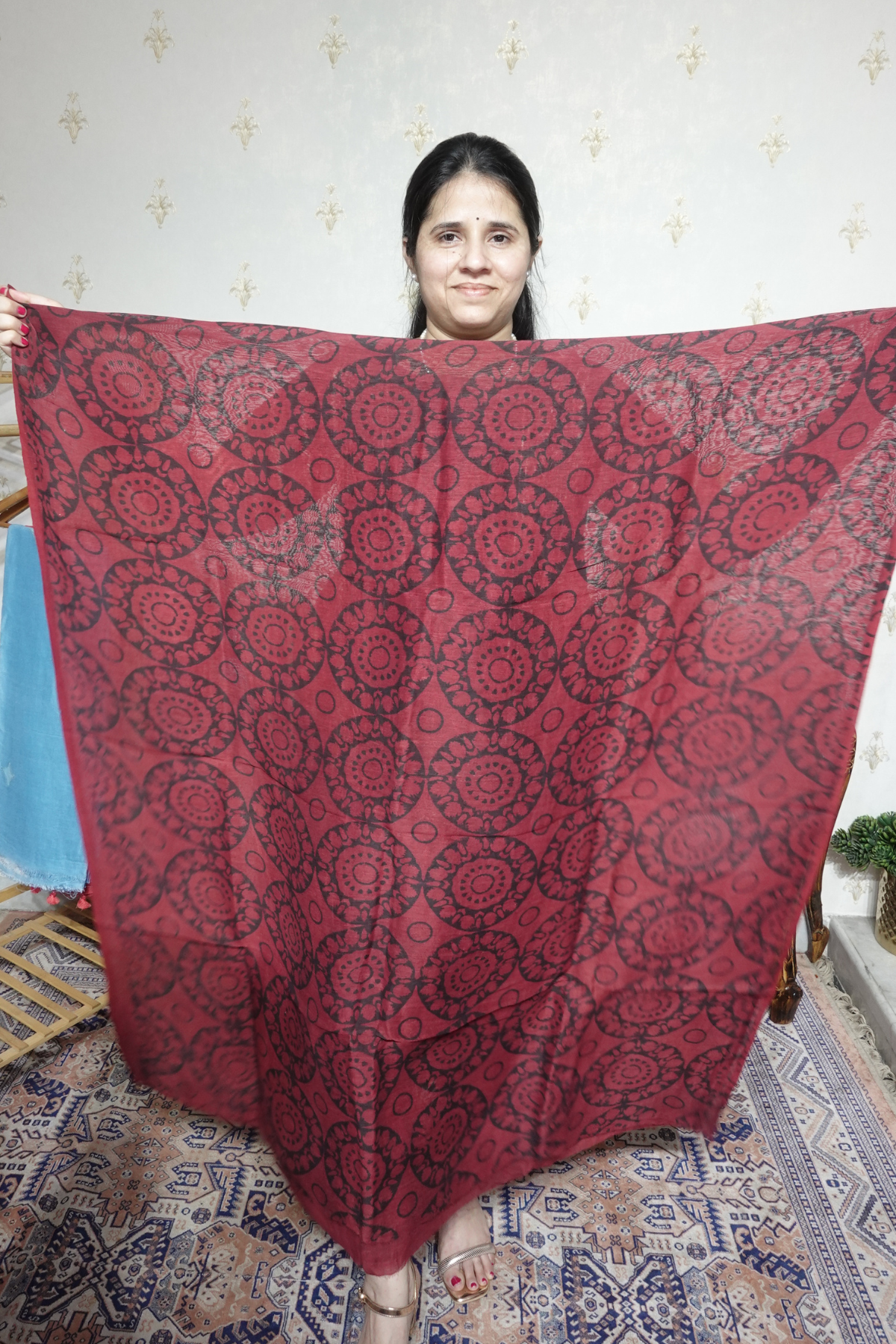 Ajrakh Handblock On Silk  linens- 2pc