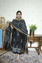 Ajrakh Handblock On Silk  linens- 2pc