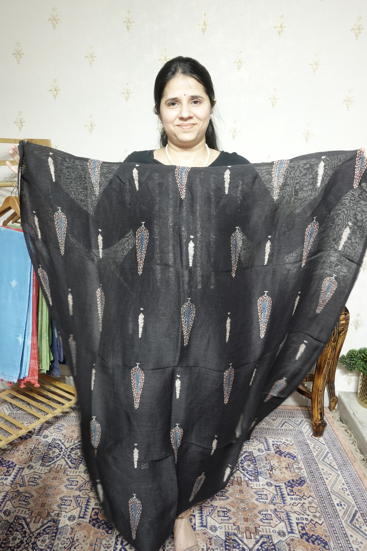 Ajrakh Handblock On Silk  linens- 2pc