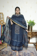 Ajrakh Handblock On Silk  linens- 2pc