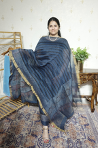 Ajrakh Handblock On Silk  linens- 2pc