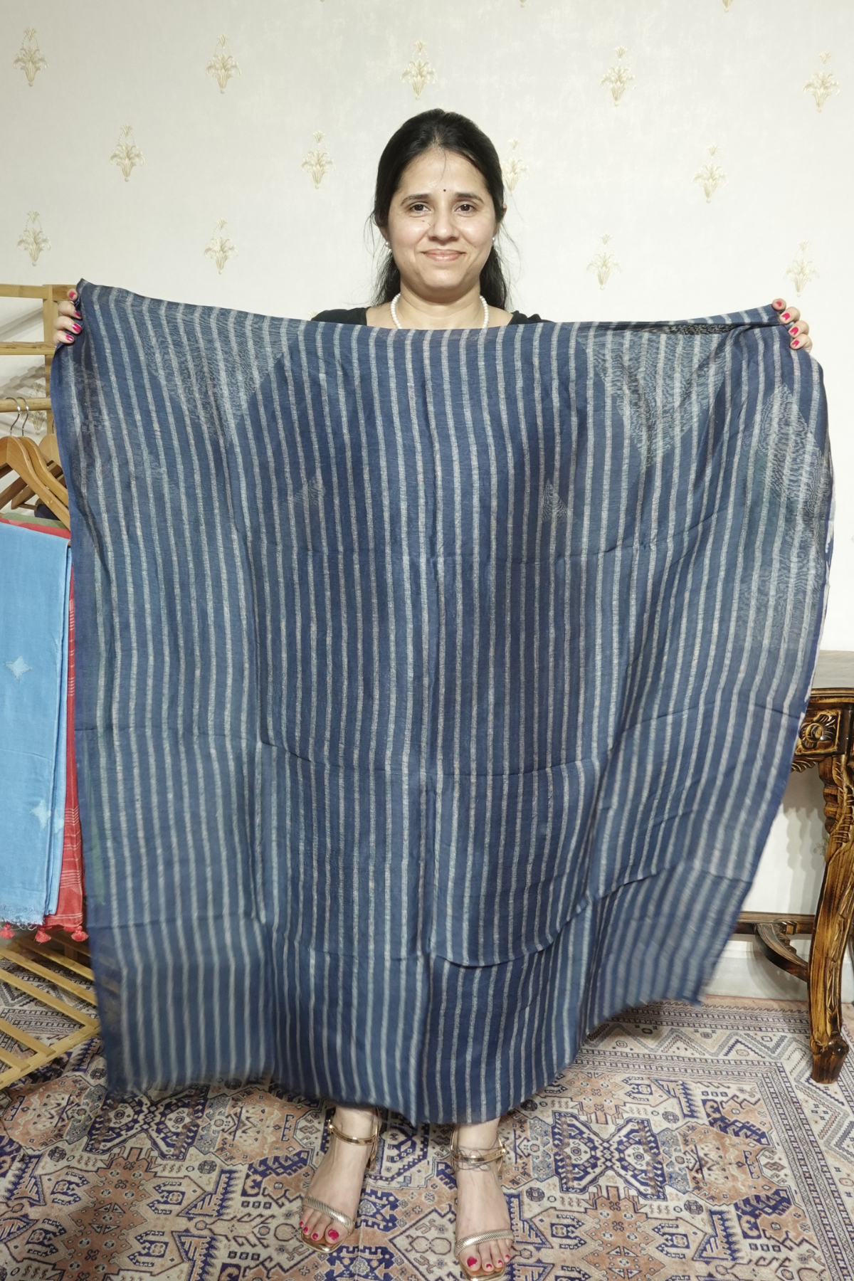 Ajrakh Handblock On Silk  linens- 2pc