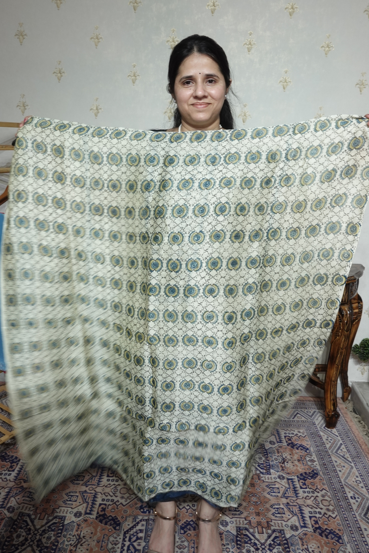 Ajrakh Handblock On Silk  linens- 2pc