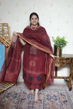 Ajrakh Handblock On Silk  linens- 2pc