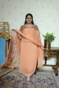 Polka Print on Georgette with Chiffon Dupatta and Crape bottom
