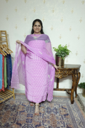 Polka Print on Crape with Chiffon Dupatta