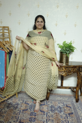 Polka Print on Crape with Chiffon Dupatta