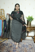 Polka Print on Crape with Chiffon Dupatta