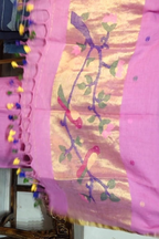 Jayshree Linen jamdani with Paithni  Border Dupatta -2pc