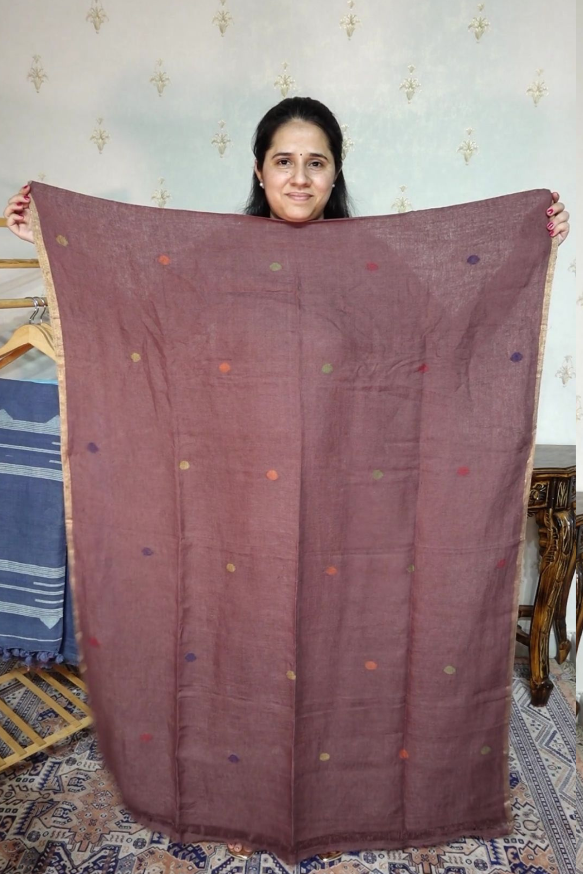 Jayshree Linen jamdani with Paithni  Border Dupatta -2pc
