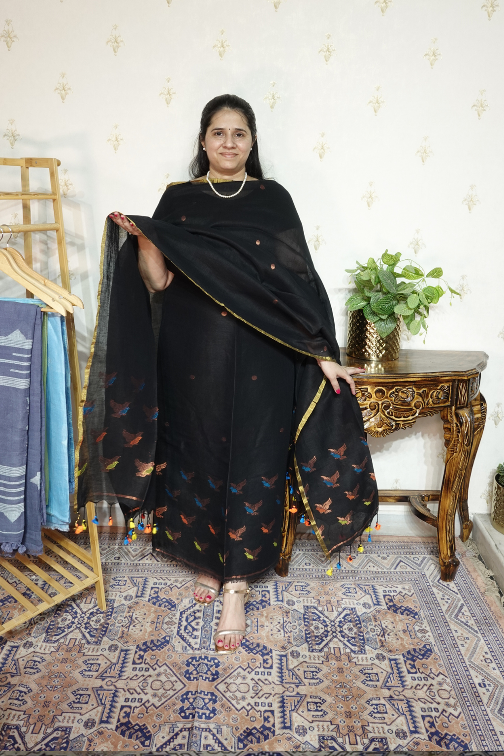 Jayshree Linen Jamdani with Banarsi Weaving-2pc