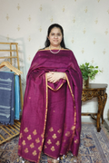 Jayshree Linen jamdani with banarsi weaving-2pc
