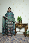 Pomegranate peel Hand-blocked on Modal X Tusser Fabric- 2pc