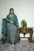 Pomegranate peel Hand-blocked on Modal X Tusser Fabric- 2pc