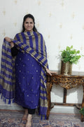 Mulchanderi Elegance: Banarsi Weaving with Crush Dupatta