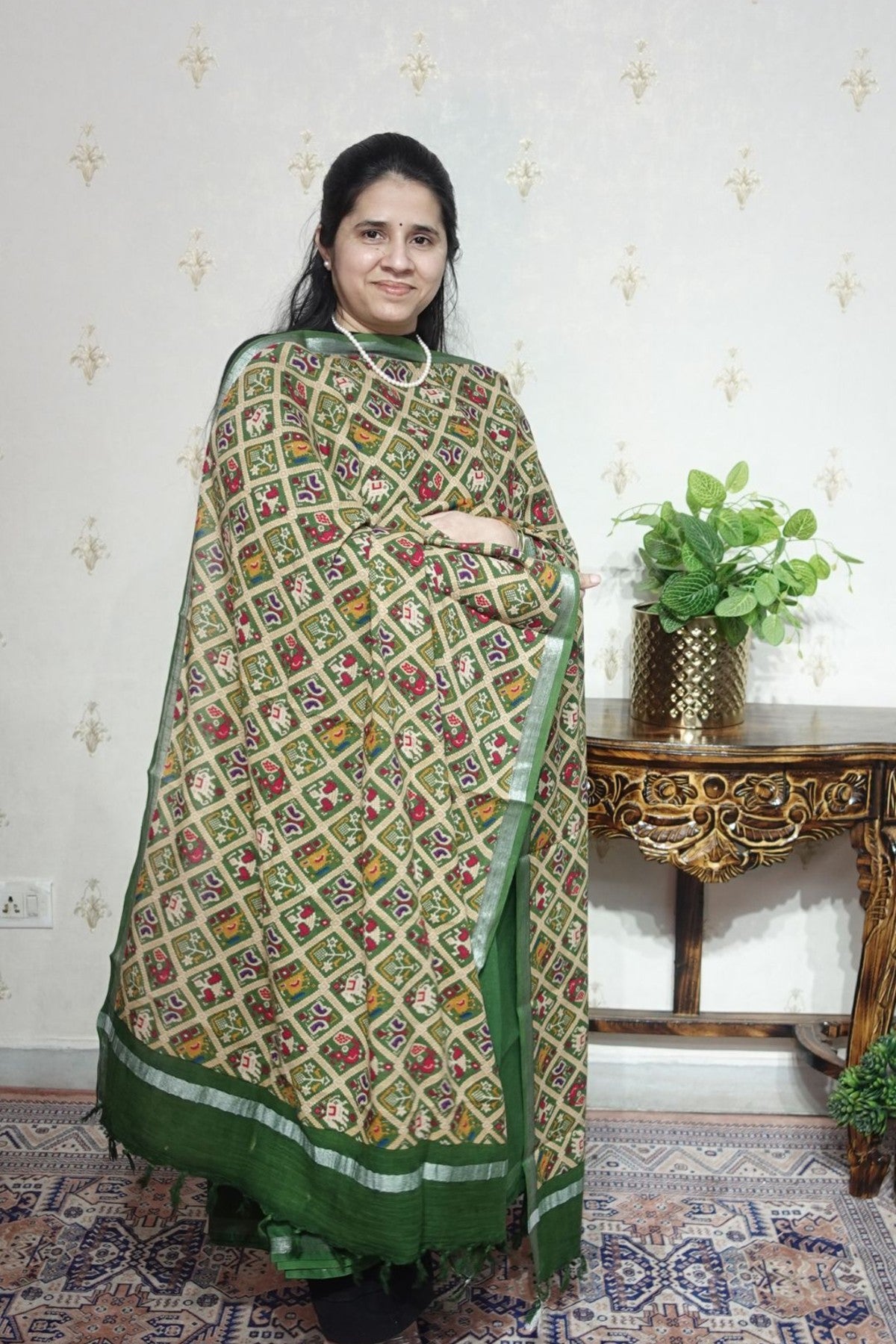 Cotton Linen With Kalamkari Dupatta
