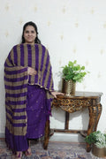 Mulchanderi Elegance: Banarsi Weaving with Crush Dupatta