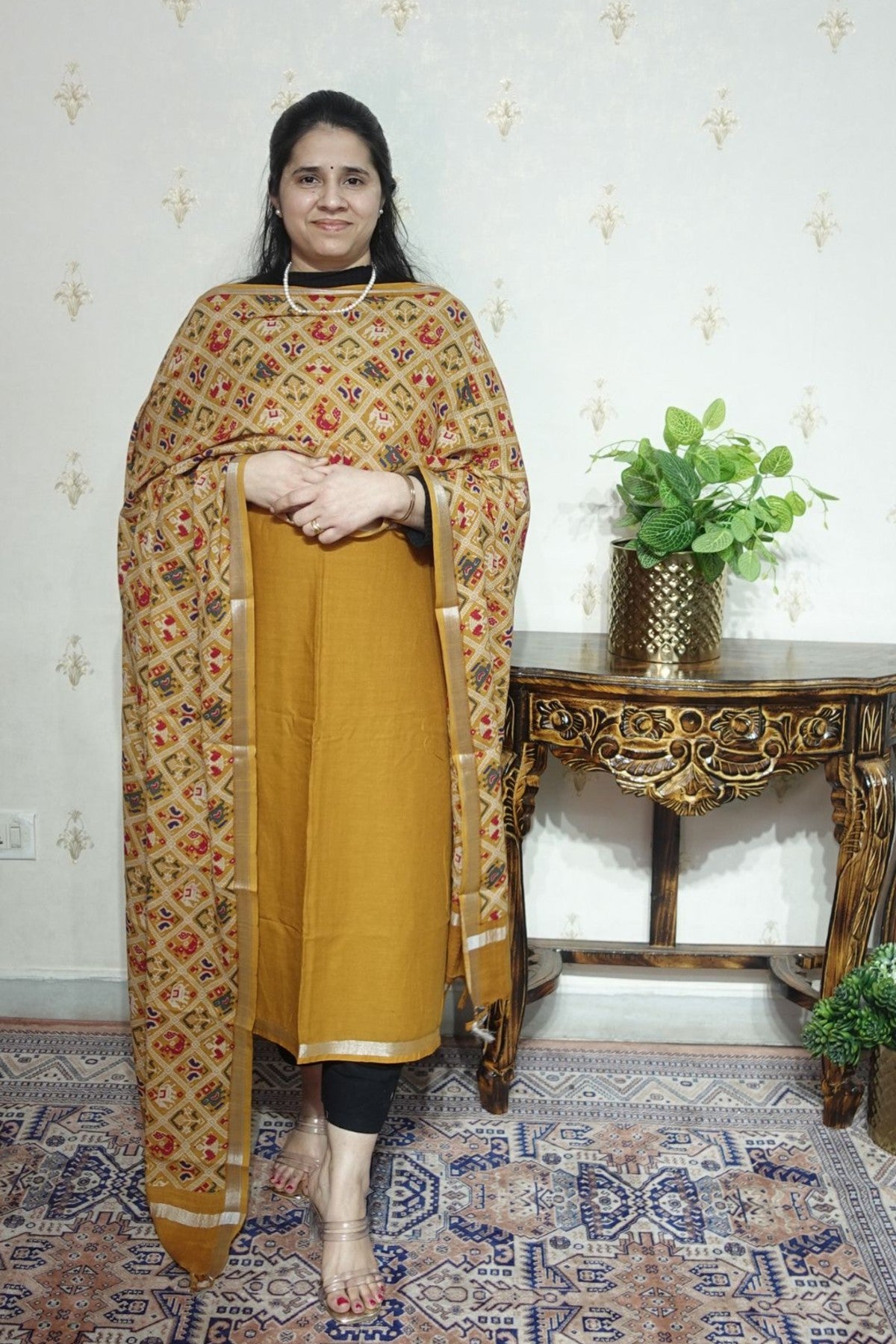 Cotton Linen With Kalamkari Dupatta