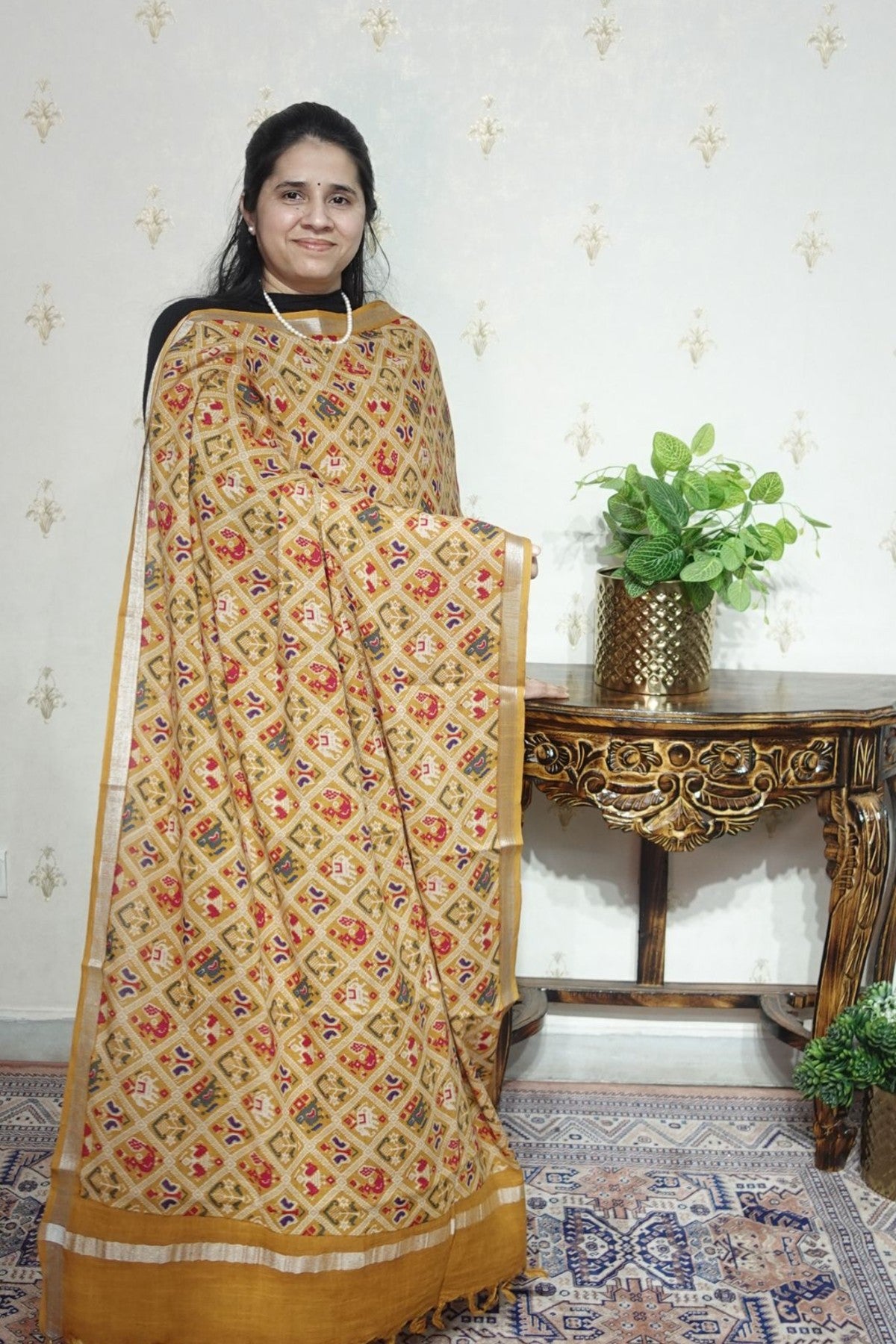 Cotton Linen With Kalamkari Dupatta