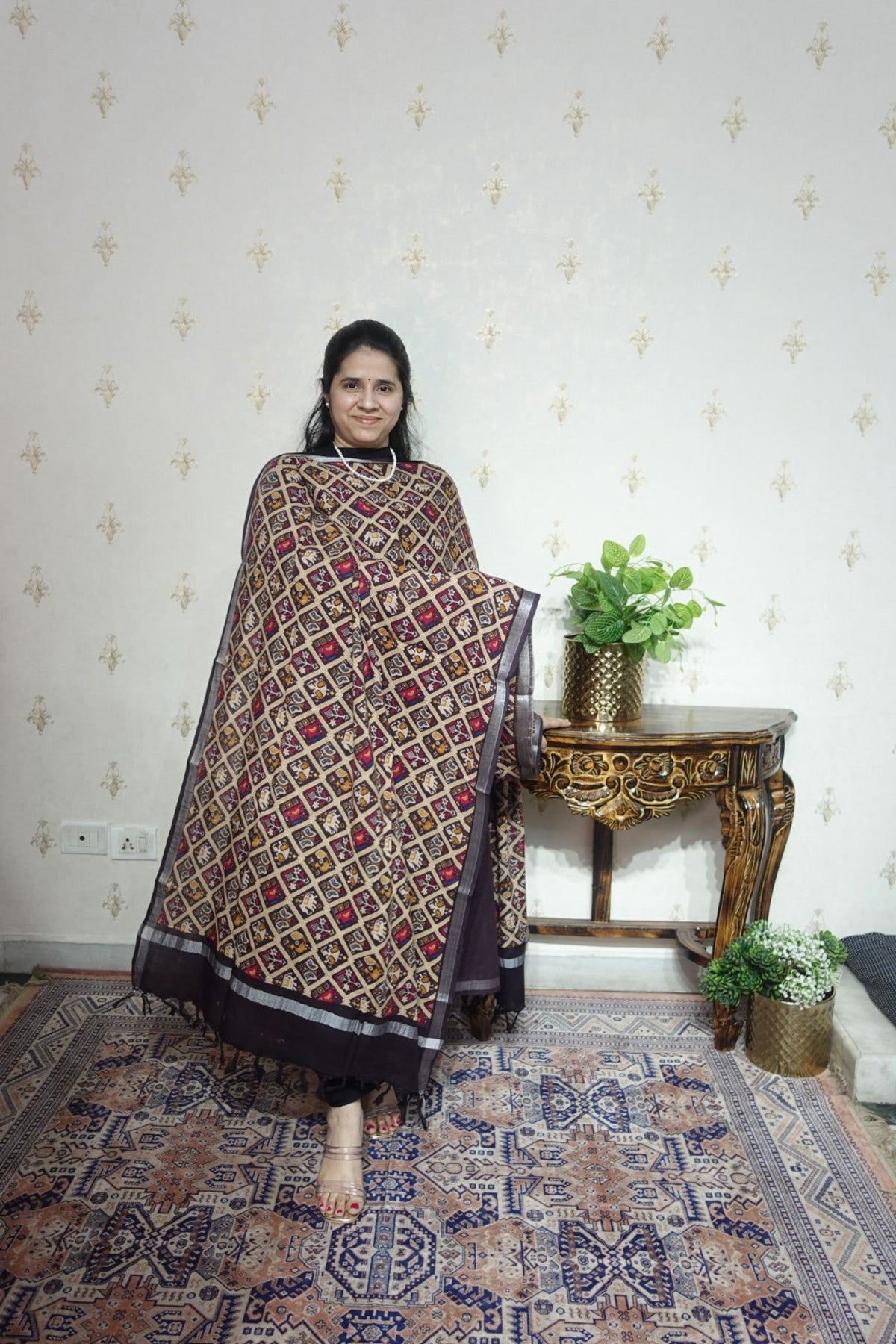 Cotton Linen With Kalamkari Dupatta