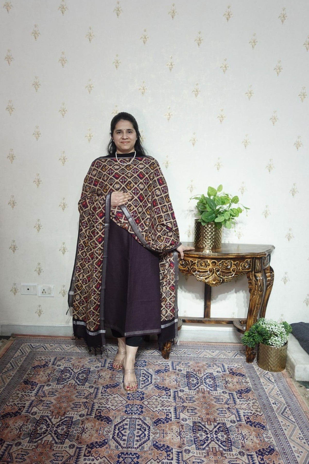 Cotton Linen With Kalamkari Dupatta