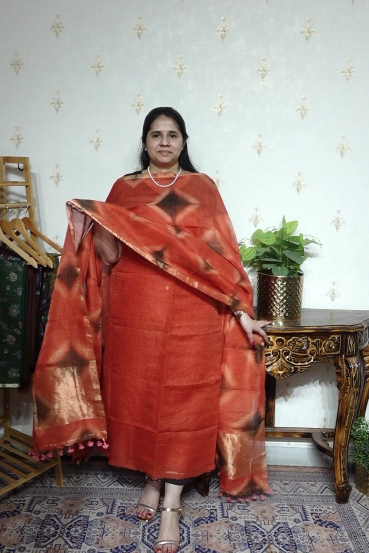 Linen Jamdani with Clamp Dupatta -2pc
