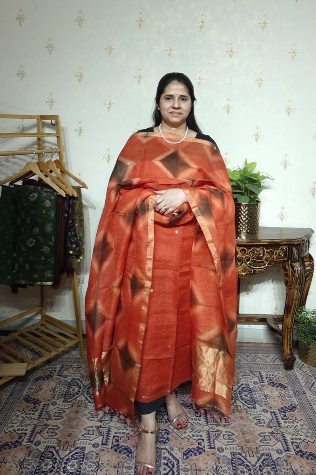 Linen Jamdani with Clamp Dupatta -2pc