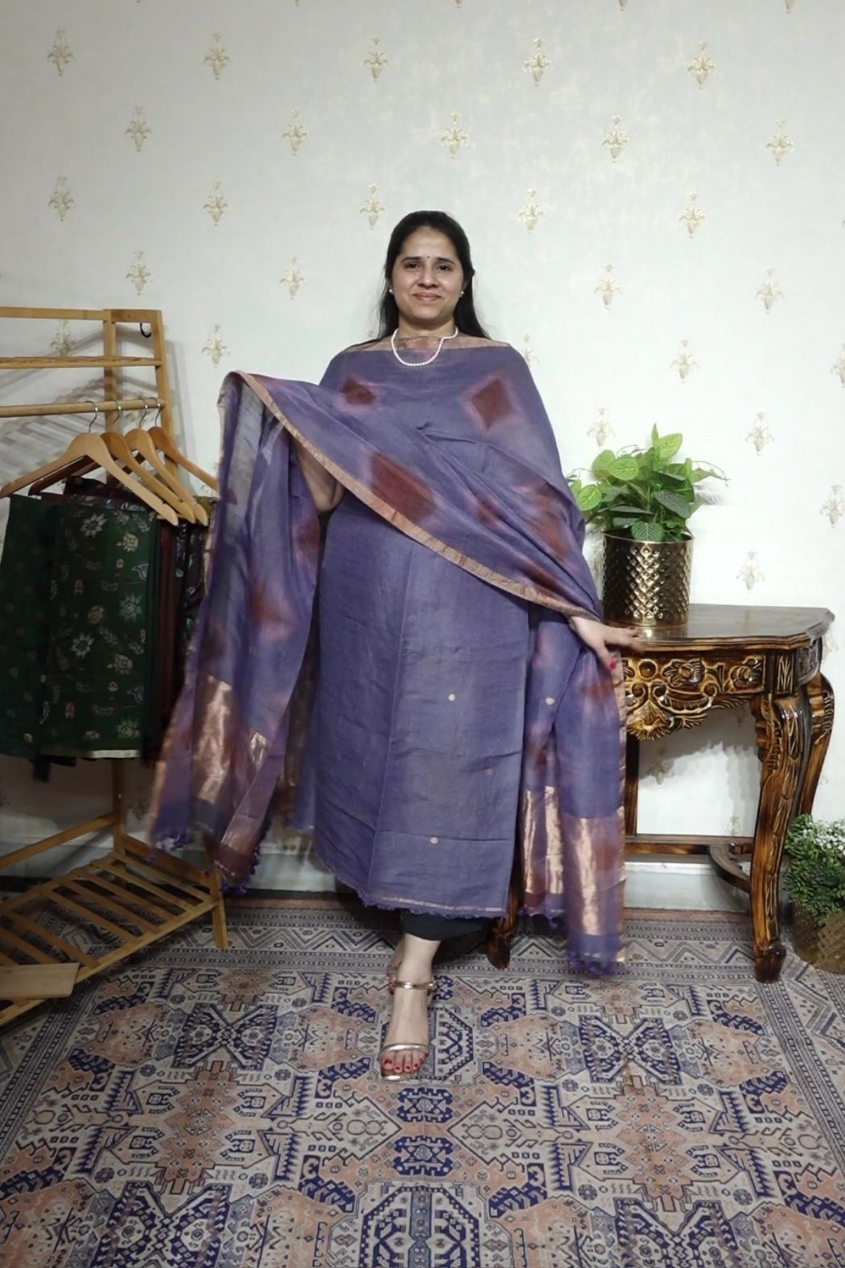 Linen Jamdani with Clamp Dupatta -2pc