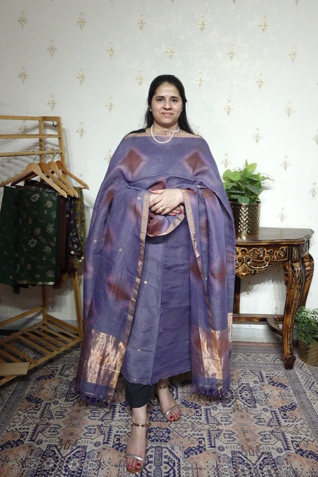 Linen Jamdani with Clamp Dupatta -2pc