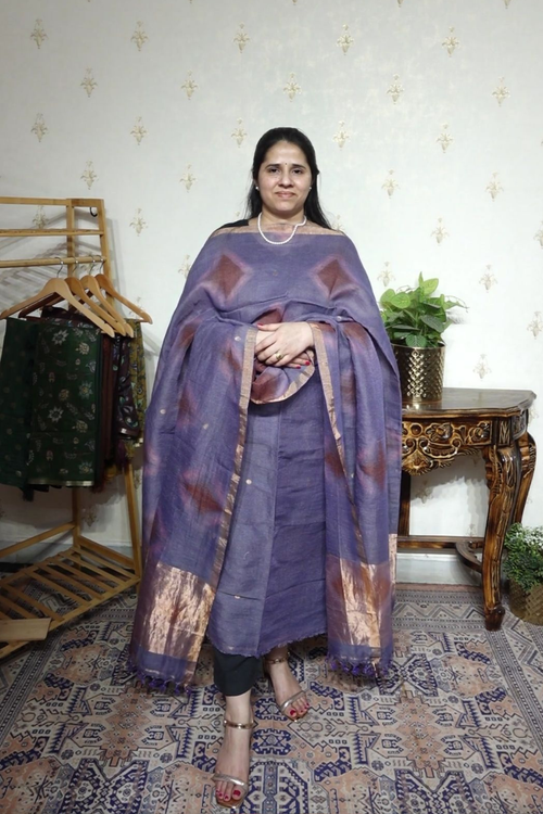 Linen Jamdani with Clamp Dupatta -2pc