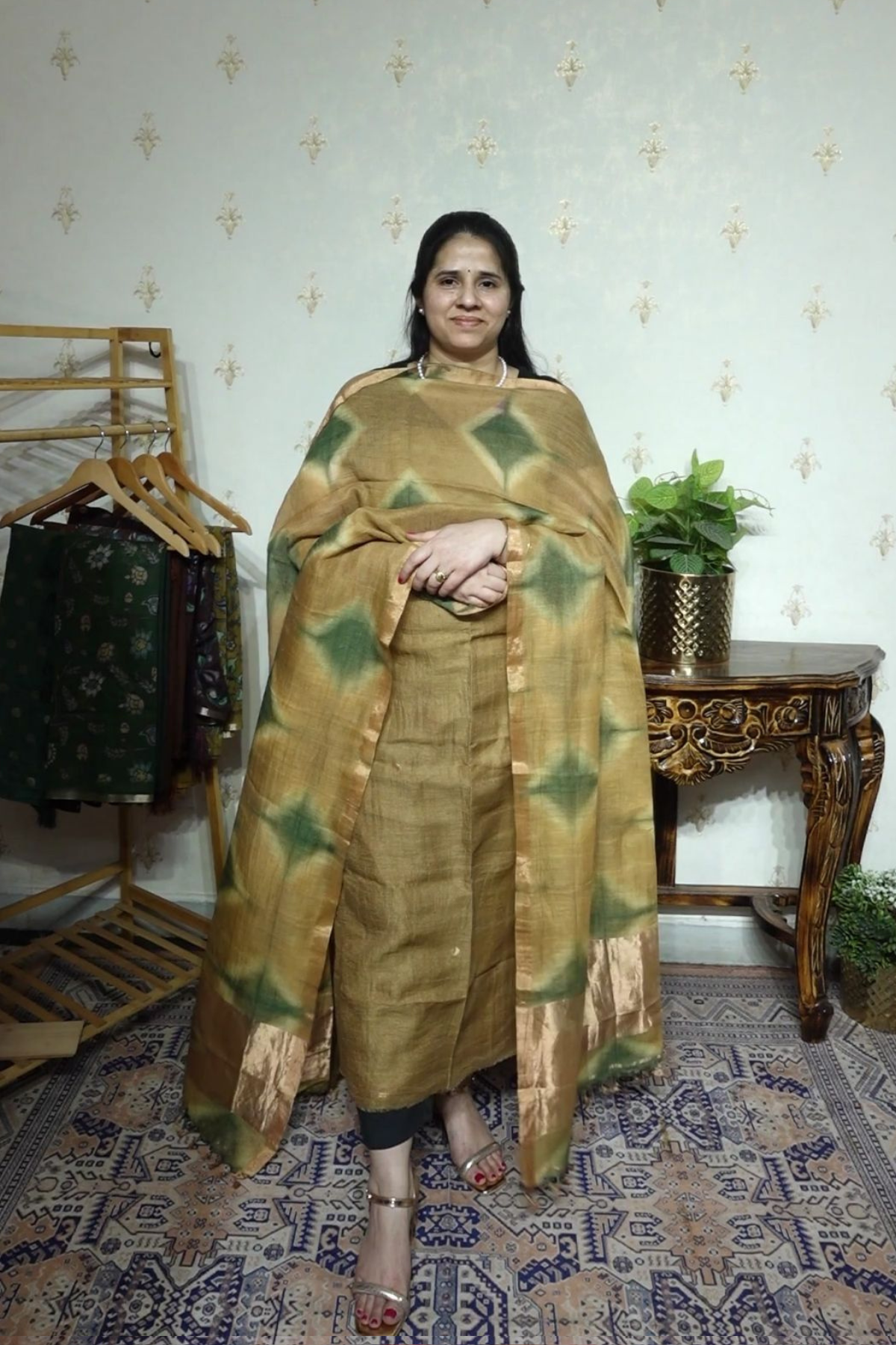 Linen Jamdani with Clamp Dupatta -2pc