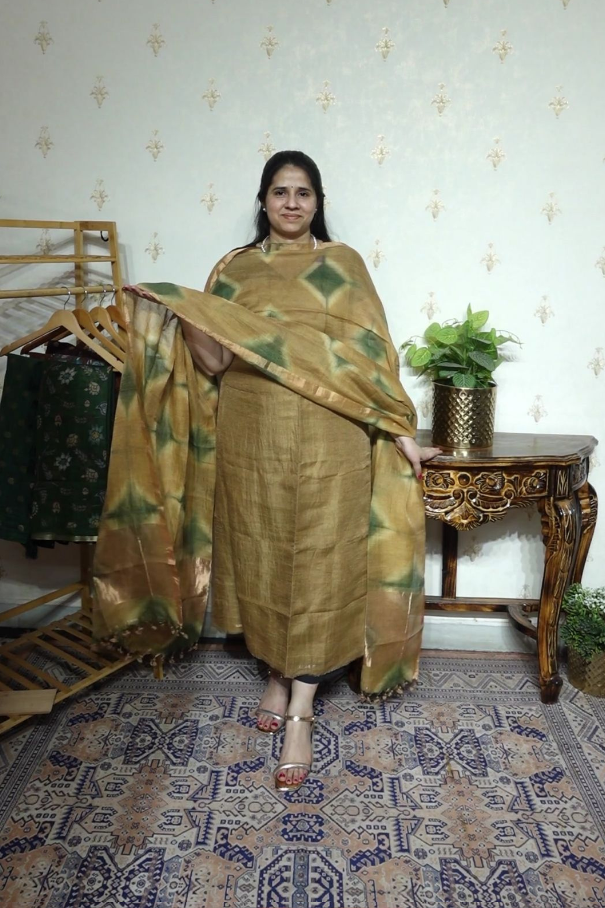 Linen Jamdani with Clamp Dupatta -2pc