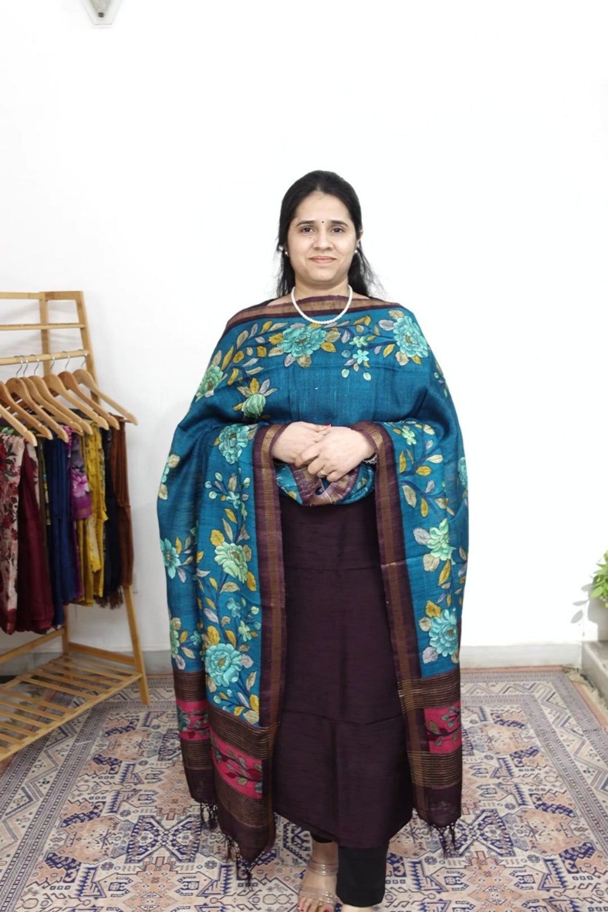 Raw Silk With Kalamkari Dupatta