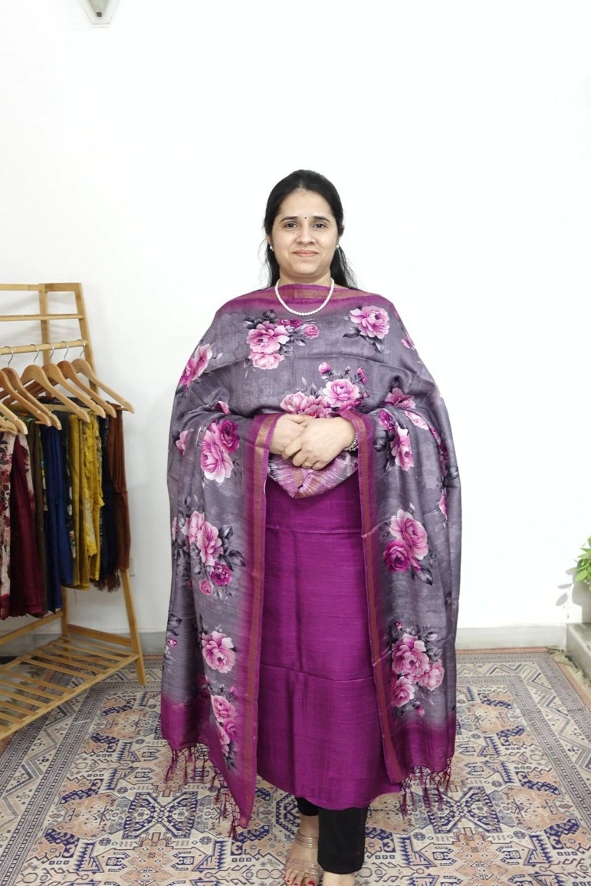 Raw Silk With Kalamkari Dupatta
