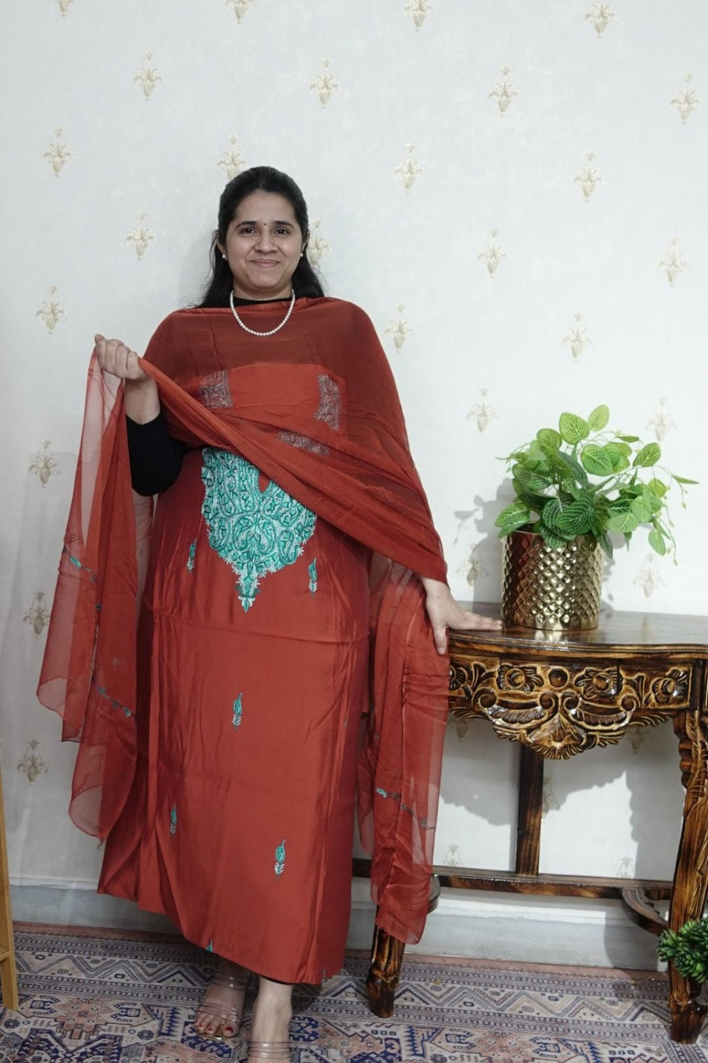 Kashmiri Cotton Muslin with Aari work