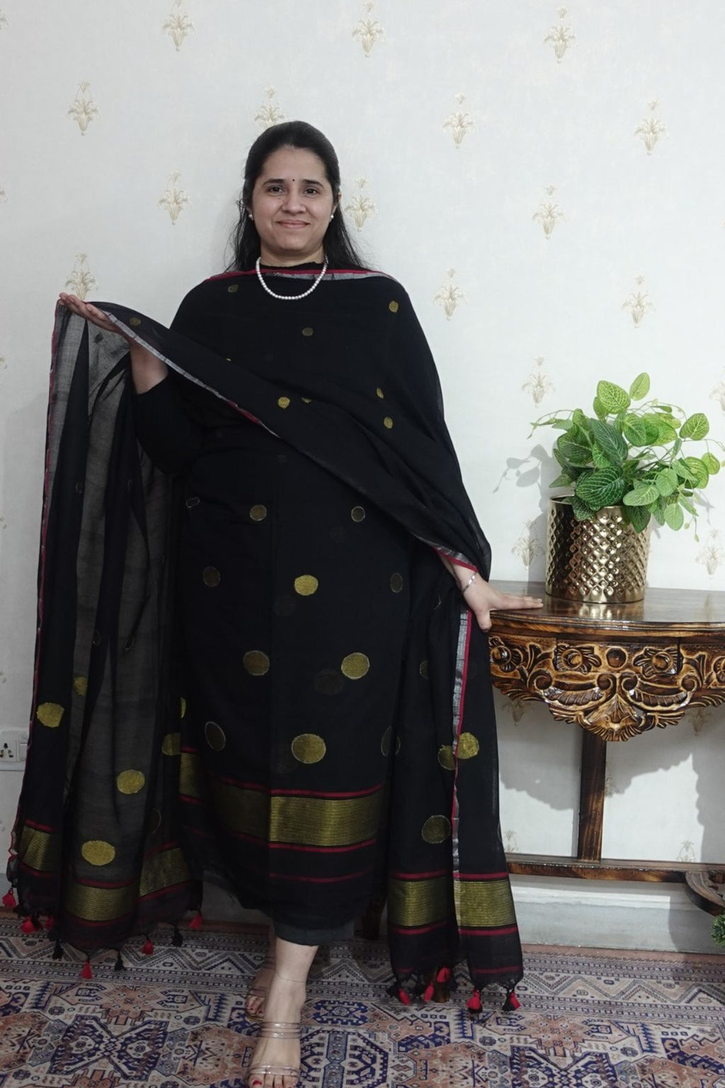 Jamdani Comfort - Mulcotton with Polka weaving -2 pc