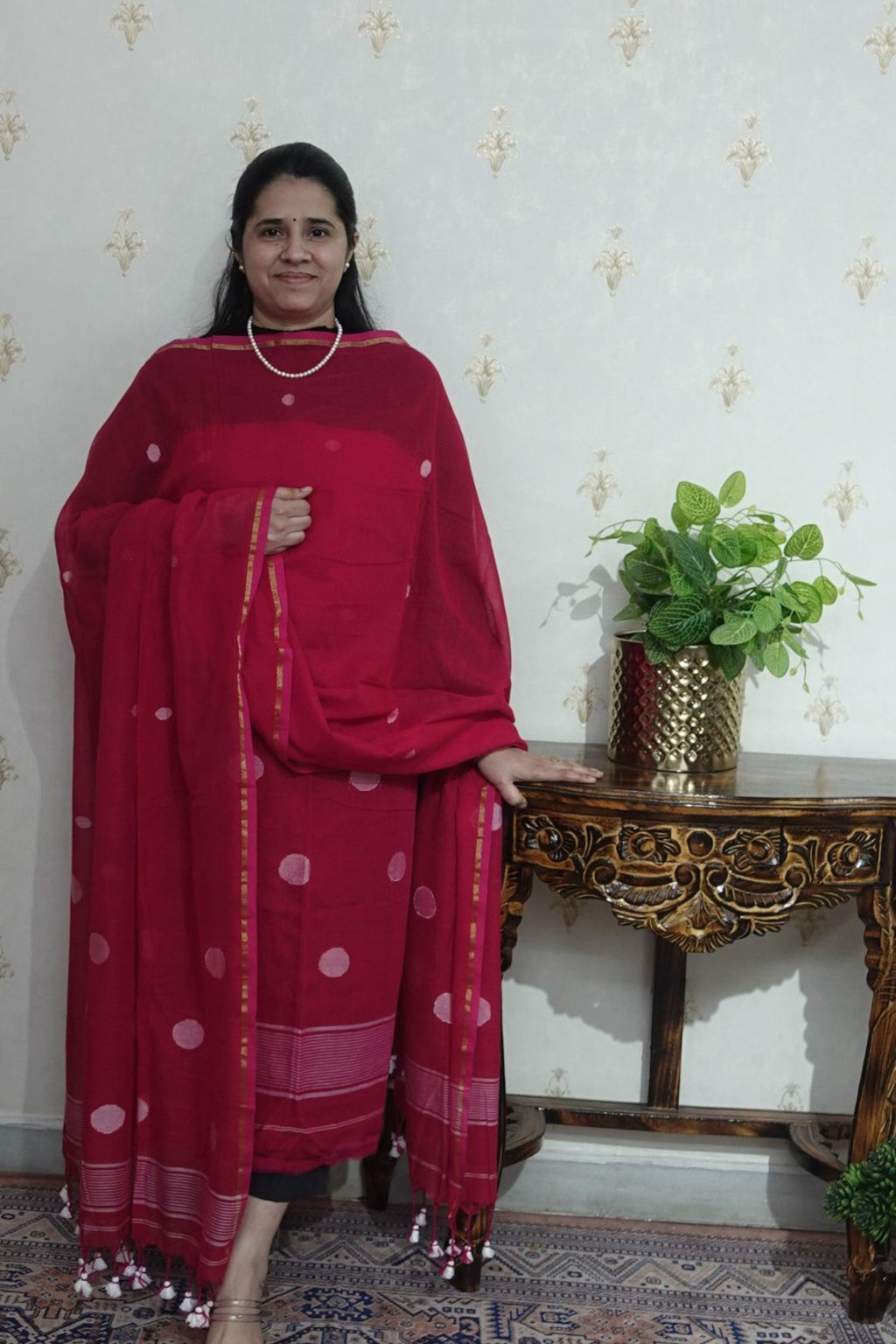 Jamdani Comfort - Mulcotton with Polka weaving -2 pc