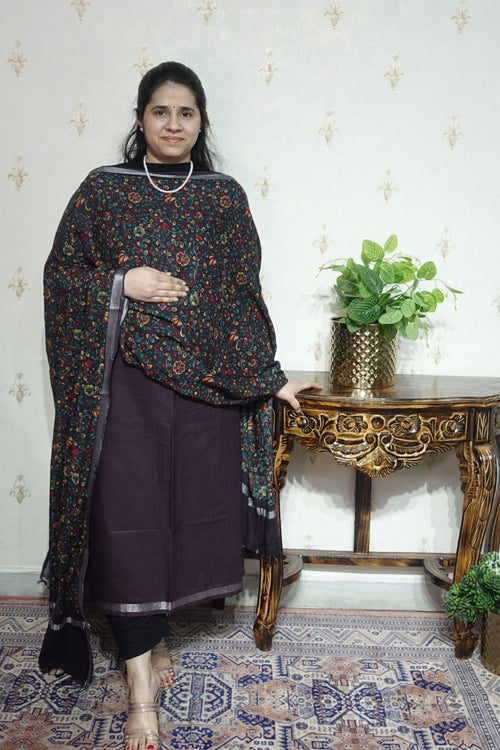 Cotton Linen With Kalamkari Dupatta