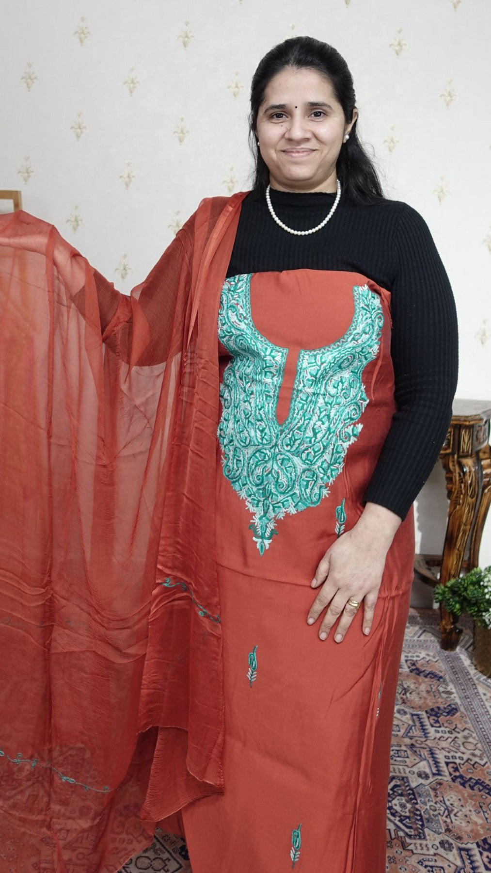 Kashmiri Cotton Muslin with Aari work