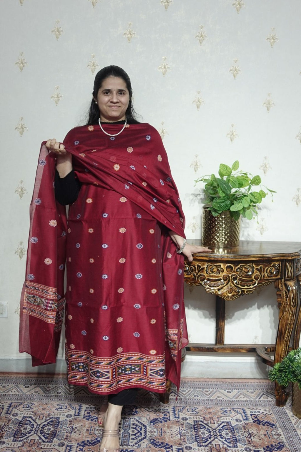Jamdani- Moonga Cotton with Kullu Patti Weaving