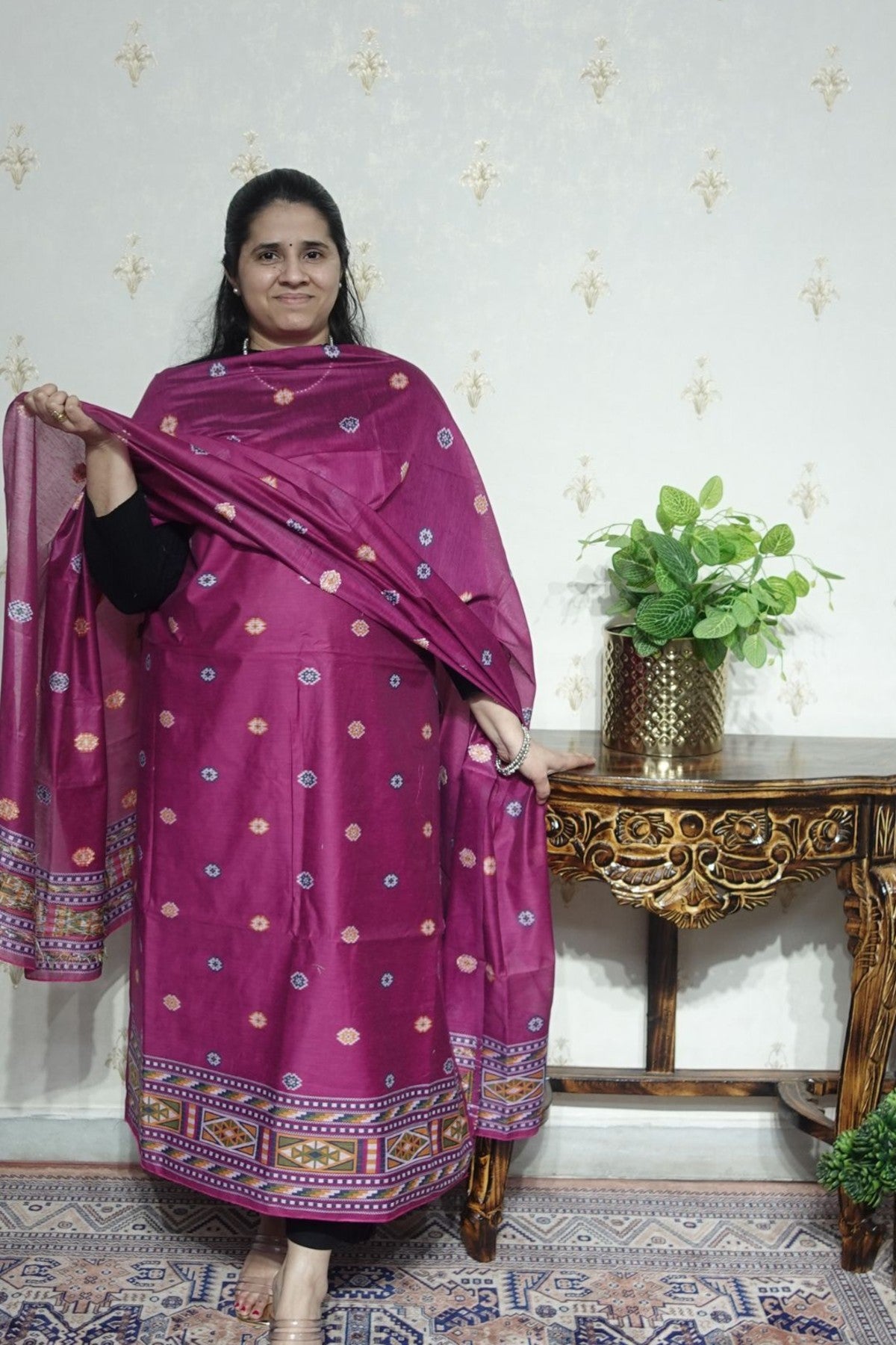 Jamdani- Moonga Cotton with Kullu Patti Weaving