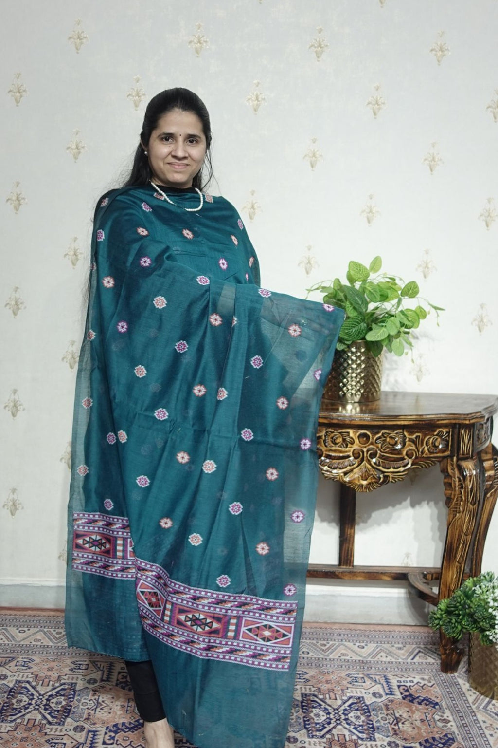 Jamdani- Moonga Cotton with Kullu Patti Weaving