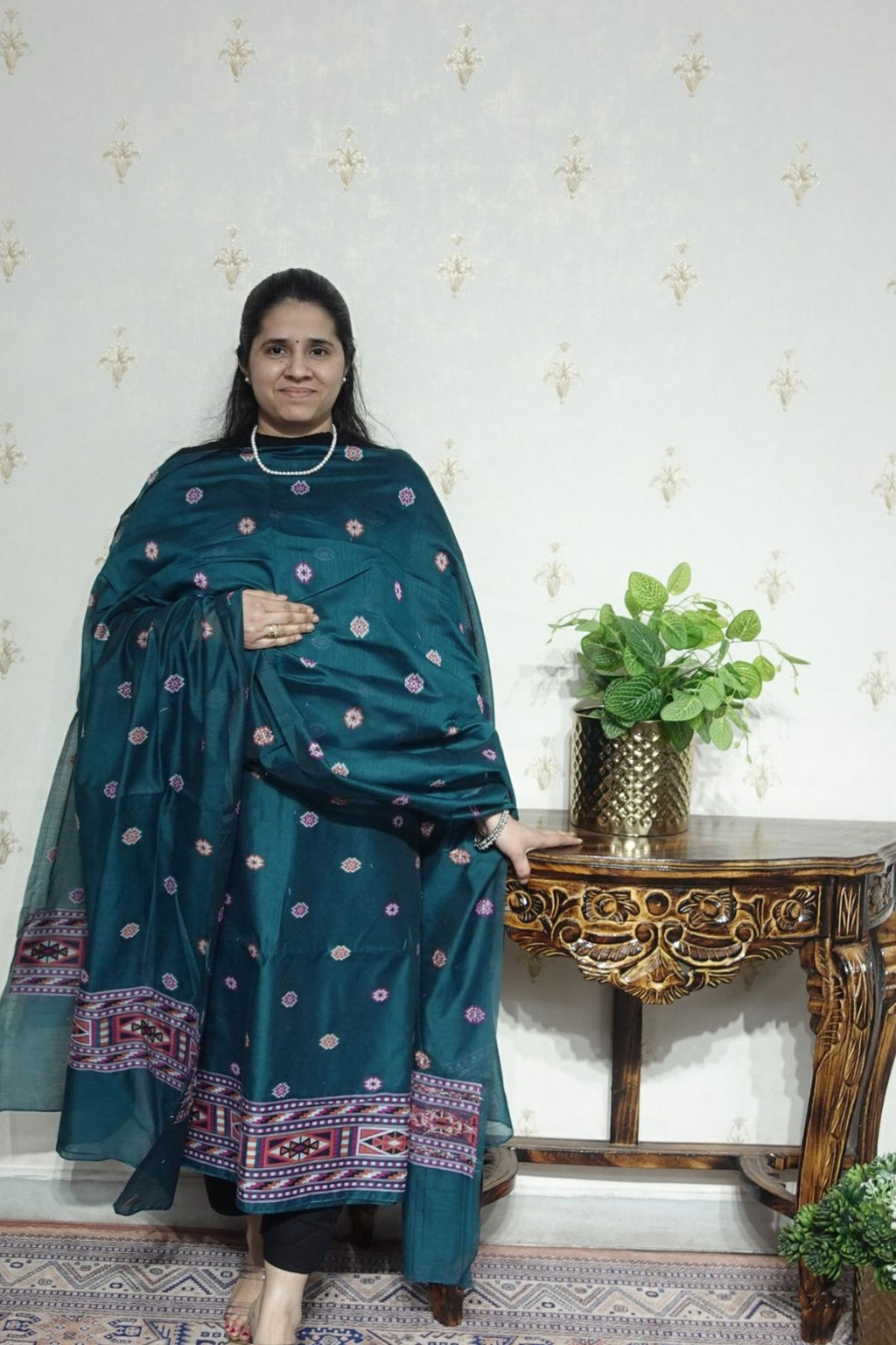 Jamdani- Moonga Cotton with Kullu Patti Weaving
